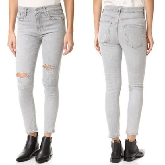 AGOLDE Sophie High Rise Skinny Crop Ankle Jeans Distressed Grey 31 NWT - Picture 8 of 8